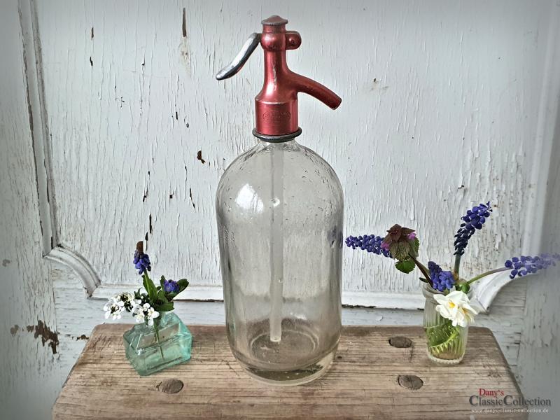 VERKAUFT ! Siphon Soda ~ schwere Sodaflasche ~ Wasserspender ~ Deutsche Soda Zentrale ~ Kopf metallic ~ hw3222ro1