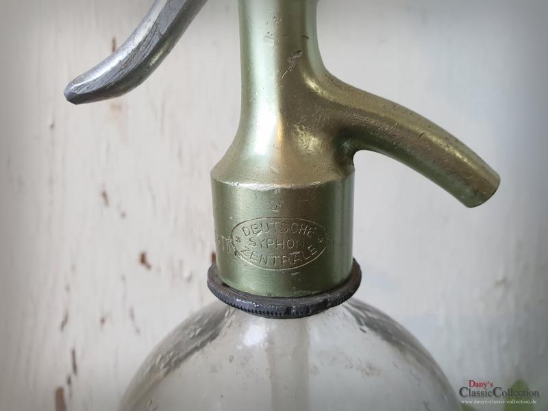 VERKAUFT ! Siphon Soda ~ schwere Sodaflasche ~ Wasserspender ~ Deutsche Soda Zentrale ~ Kopf metallic ~ hw3222gr