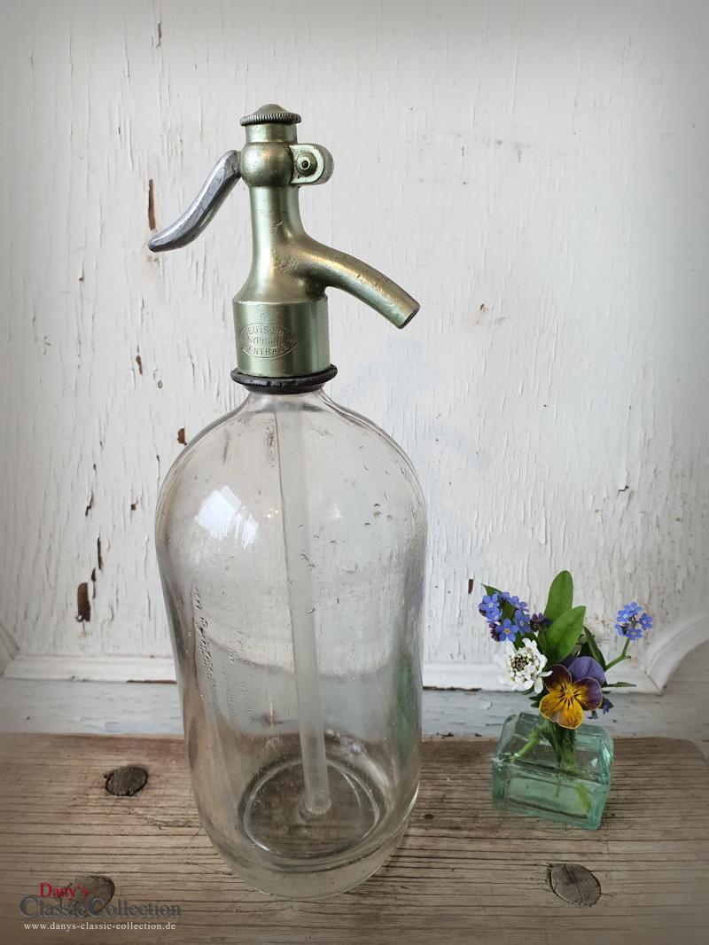 VERKAUFT ! Siphon Soda ~ schwere Sodaflasche ~ Wasserspender ~ Deutsche Soda Zentrale ~ Kopf metallic ~ hw3222gr