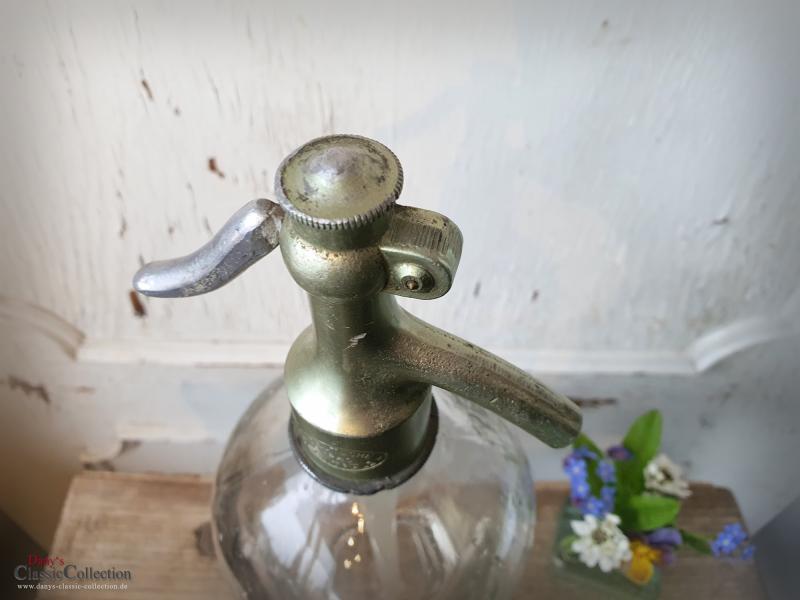 VERKAUFT ! Siphon Soda ~ schwere Sodaflasche ~ Wasserspender ~ Deutsche Soda Zentrale ~ Kopf metallic ~ hw3222gr
