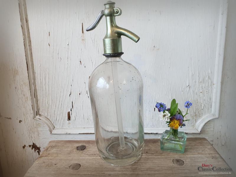 VERKAUFT ! Siphon Soda ~ schwere Sodaflasche ~ Wasserspender ~ Deutsche Soda Zentrale ~ Kopf metallic ~ hw3222gr