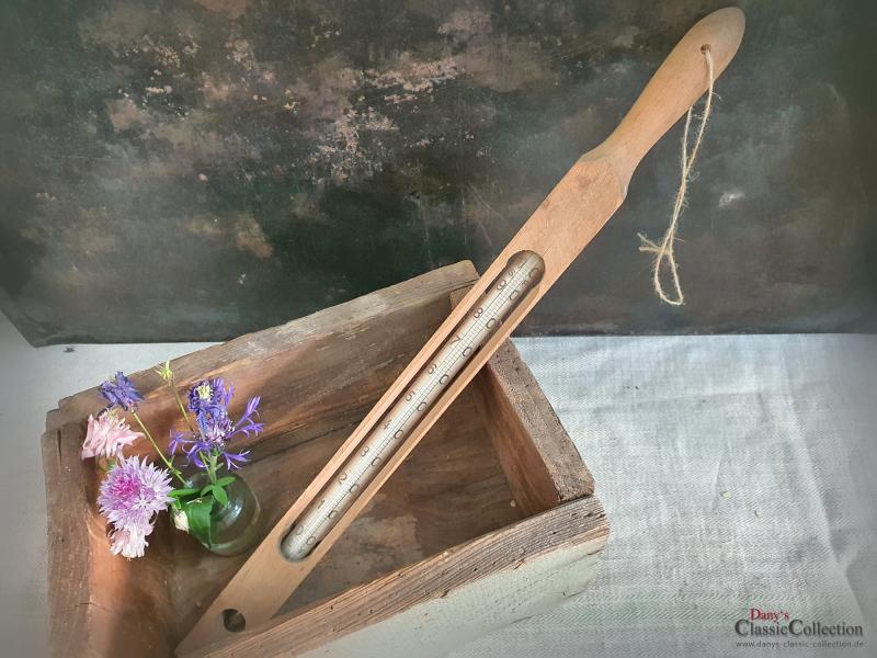 VERKAUFT ! Thermometer 52 cm ~ Holzthermometer ~ Badethermometer ~ 1940 ~ Messgerät ~ Vintage Deko ~ Landhaus ~ Rarität ~ Sammlerstück ~ hx4358