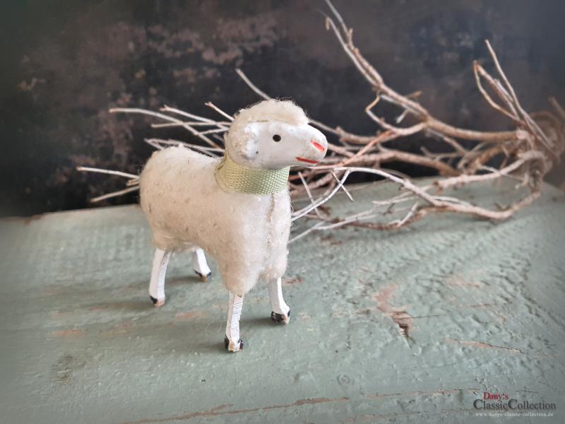 VERKAUFT ! Krippenschaf antik ~ Erzgebirge Krippenfigur ~ Schaf ~ Masseschaf ~ Wollschaf ~ Putz ~ Sammlerstück ~ Shabby Chic ~ hw3031