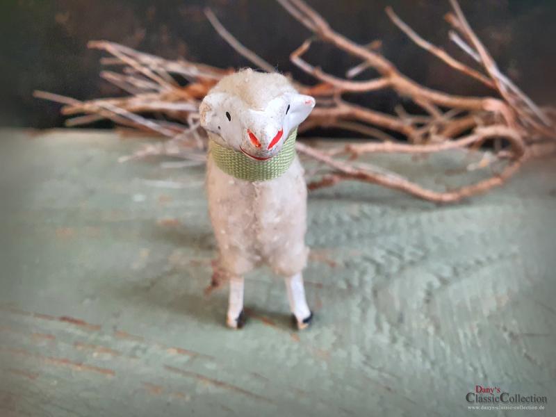 VERKAUFT ! Krippenschaf antik ~ Erzgebirge Krippenfigur ~ Schaf ~ Masseschaf ~ Wollschaf ~ Putz ~ Sammlerstück ~ Shabby Chic ~ hw3031