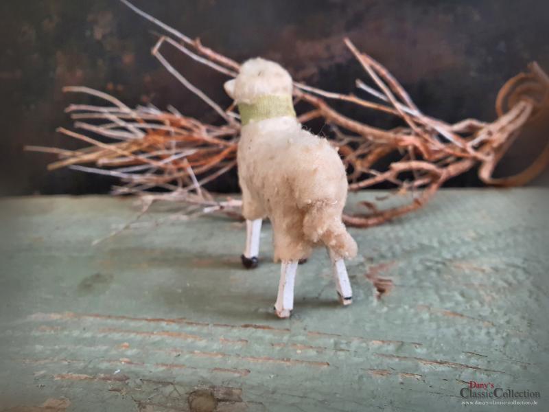 VERKAUFT ! Krippenschaf antik ~ Erzgebirge Krippenfigur ~ Schaf ~ Masseschaf ~ Wollschaf ~ Putz ~ Sammlerstück ~ Shabby Chic ~ hw3031