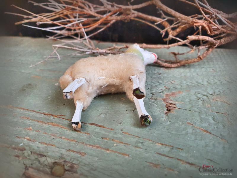 VERKAUFT ! Krippenschaf antik ~ Erzgebirge Krippenfigur ~ Schaf ~ Masseschaf ~ Wollschaf ~ Putz ~ Sammlerstück ~ Shabby Chic ~ hw3031