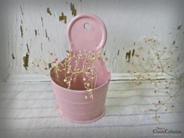 VERKAUFT ! ROSA Emaille Wandbehälter ~ Vorratsgefäss ~ Frankreich ~ Stiftehalter ~ altrosa Email ~ Landhaus Küche ~ Sammlerstück ~ ehg21eerwb