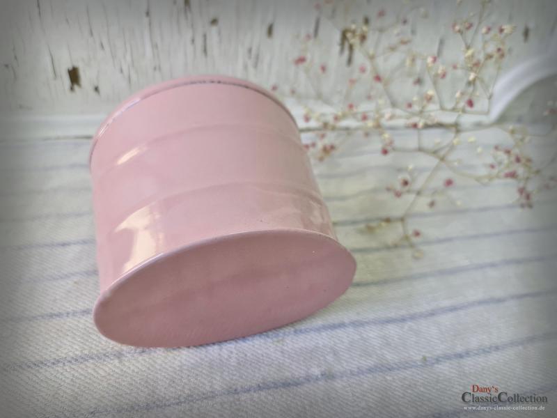 VERKAUFT ! ROSA Emaille Wandbehälter ~ Vorratsgefäss ~ Frankreich ~ Stiftehalter ~ altrosa Email ~ Landhaus Küche ~ Sammlerstück ~ ehg21eerwb