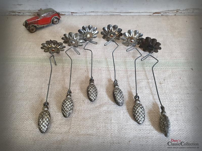 VERKAUFT ! 12 Christbaum Pendel Kerzenhalter mit Gewichten ~ Baumkerzenhalter silber ~ Weihnachtsbaum ~ Kerzenhalter ~ Brocante ~ Shabby Chic ~hx4760