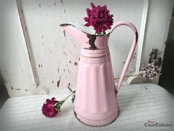 VERKAUFT ! ROSA Emaille Kanne ~ Wasserkanne ~ Frankreich ~ Email Krug ~ Landhaus Deko ~ Vintage Sammlerstück ~ ehg21idrek