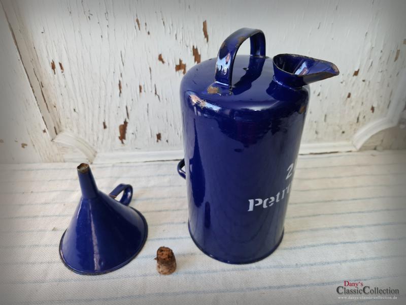 Traumhafte 2 L Ölkanne ~ Petroleum ~ Landhaus ~ Garagen Deko ~ Oldtimergarage ~ Werkstatt blau ~ Tankstelle ~ Männergeschenk ~ ehg21sdbpk