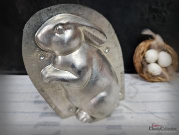VERKAUFT ! - Häschen 15,5 cm Schokoladenform ~ 2-teilige Hasenform alt ~ Vintage Osterdeko ~ seltenes Sammlerstück ~ Hase ~ Frohe Ostern ~ hy6321