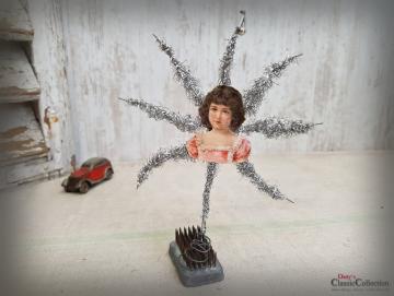 VERKAUFT ! - Tinselstern Baumspitze 18,5 cm ~ Oblate ~ Tinsel ~ Christbaumspitze ~ Weihnachtsbaum ~ Bauernsilber ~ Weihnacht ~ hw3953