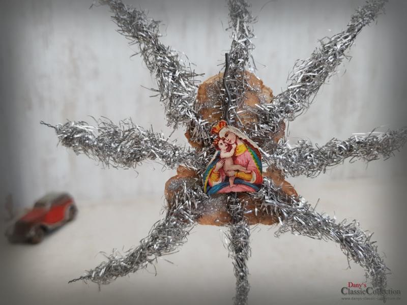 VERKAUFT ! - Tinselstern Baumspitze 18,5 cm ~ Oblate ~ Tinsel ~ Christbaumspitze ~ Weihnachtsbaum ~ Bauernsilber ~ Weihnacht ~ hw3953