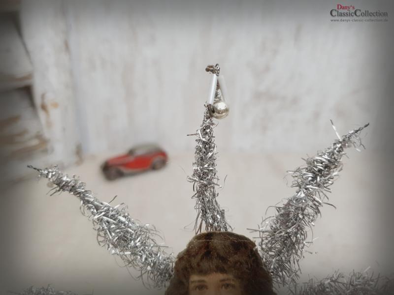 VERKAUFT ! - Tinselstern Baumspitze 18,5 cm ~ Oblate ~ Tinsel ~ Christbaumspitze ~ Weihnachtsbaum ~ Bauernsilber ~ Weihnacht ~ hw3953