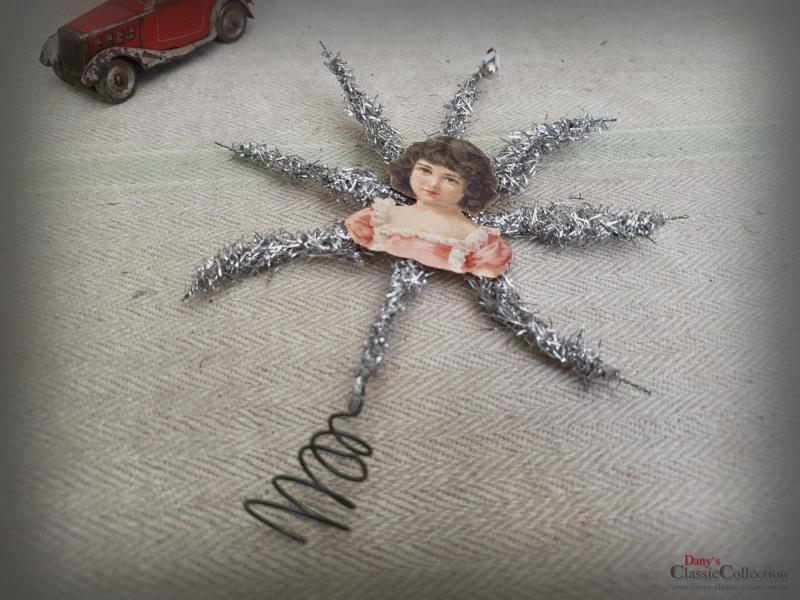 VERKAUFT ! - Tinselstern Baumspitze 18,5 cm ~ Oblate ~ Tinsel ~ Christbaumspitze ~ Weihnachtsbaum ~ Bauernsilber ~ Weihnacht ~ hw3953