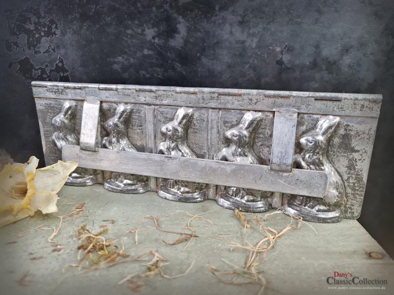 VERKAUFT ! 5 Hasen ~ Schokoladenform mit Scharnier ~ HERIS Osterhase #403 ~ Vintage Osterdeko ~ Frohe Ostern ~ Landhausdekor ~ Sammlerstück ~ hy5397f2