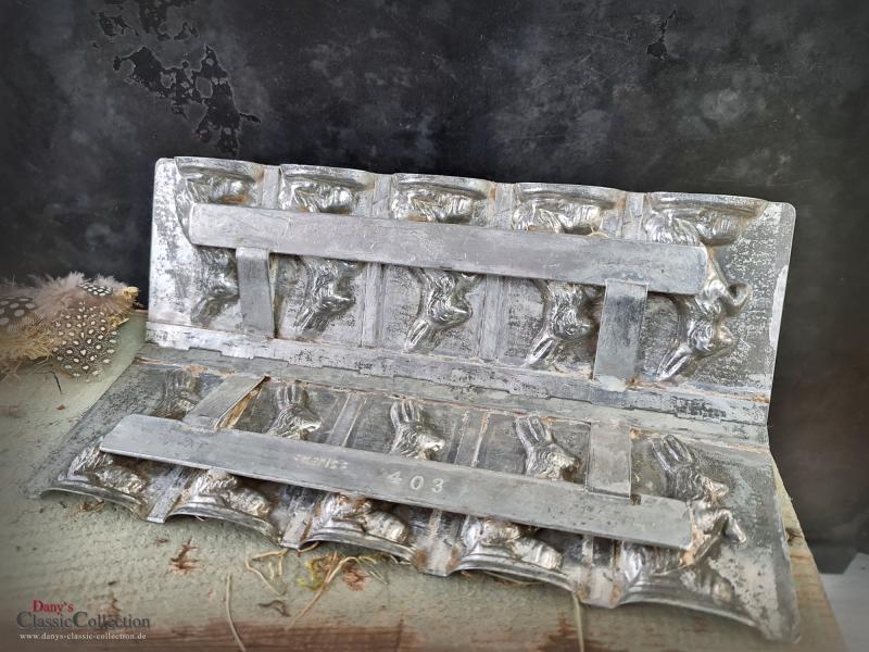 VERKAUFT ! 5 Hasen ~ Schokoladenform mit Scharnier ~ HERIS Osterhase #403 ~ Vintage Osterdeko ~ Frohe Ostern ~ Landhausdekor ~ Sammlerstück ~ hy5397f2