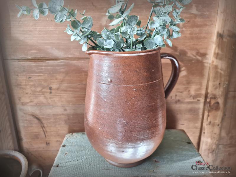 VERKAUFT - Alter Steinzeug Wasserkrug ~ Steingut ~Tonkrug ~ braun ~ lasiert ~ Bauernkeramik ~ rustikale Deko ~ Landhausküche ~ pk22hdtkb