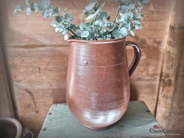 VERKAUFT - Alter Steinzeug Wasserkrug ~ Steingut ~Tonkrug ~ braun ~ lasiert ~ Bauernkeramik ~ rustikale Deko ~ Landhausküche ~ pk22hdtkb