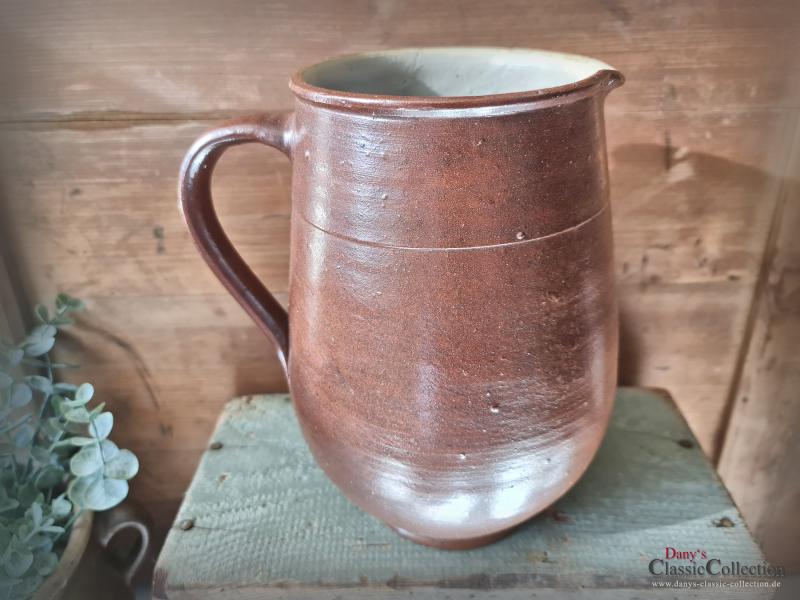 VERKAUFT - Alter Steinzeug Wasserkrug ~ Steingut ~Tonkrug ~ braun ~ lasiert ~ Bauernkeramik ~ rustikale Deko ~ Landhausküche ~ pk22hdtkb