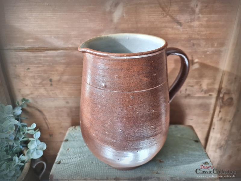 VERKAUFT - Alter Steinzeug Wasserkrug ~ Steingut ~Tonkrug ~ braun ~ lasiert ~ Bauernkeramik ~ rustikale Deko ~ Landhausküche ~ pk22hdtkb