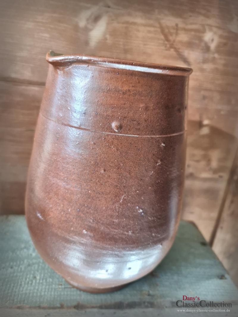 VERKAUFT - Alter Steinzeug Wasserkrug ~ Steingut ~Tonkrug ~ braun ~ lasiert ~ Bauernkeramik ~ rustikale Deko ~ Landhausküche ~ pk22hdtkb