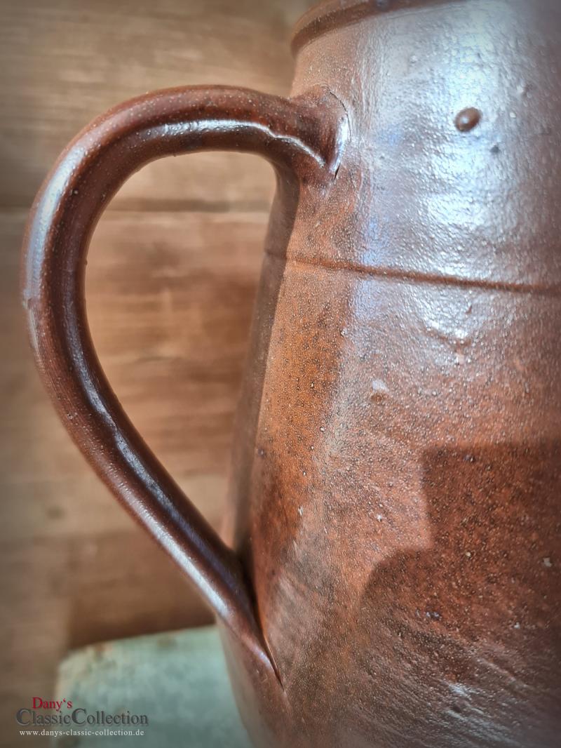 VERKAUFT - Alter Steinzeug Wasserkrug ~ Steingut ~Tonkrug ~ braun ~ lasiert ~ Bauernkeramik ~ rustikale Deko ~ Landhausküche ~ pk22hdtkb