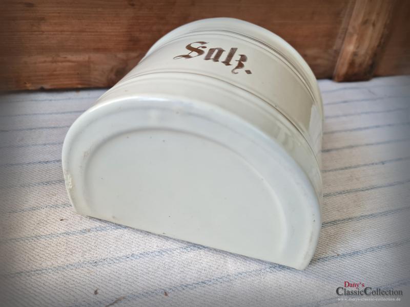 VERKAUFT ! Emaille Wandbehälter ~ Salz & Mehl ~ Vorratsbehälter ~ Wandmontage ~ Vorratstopf ~ Deckeldose ~ rustikale Landhaus Küche ~ hw3407