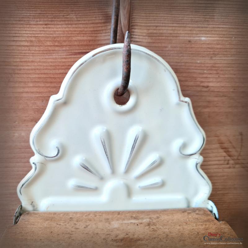 VERKAUFT ! Emaille Wandbehälter ~ Salz & Mehl ~ Vorratsbehälter ~ Wandmontage ~ Vorratstopf ~ Deckeldose ~ rustikale Landhaus Küche ~ hw3407