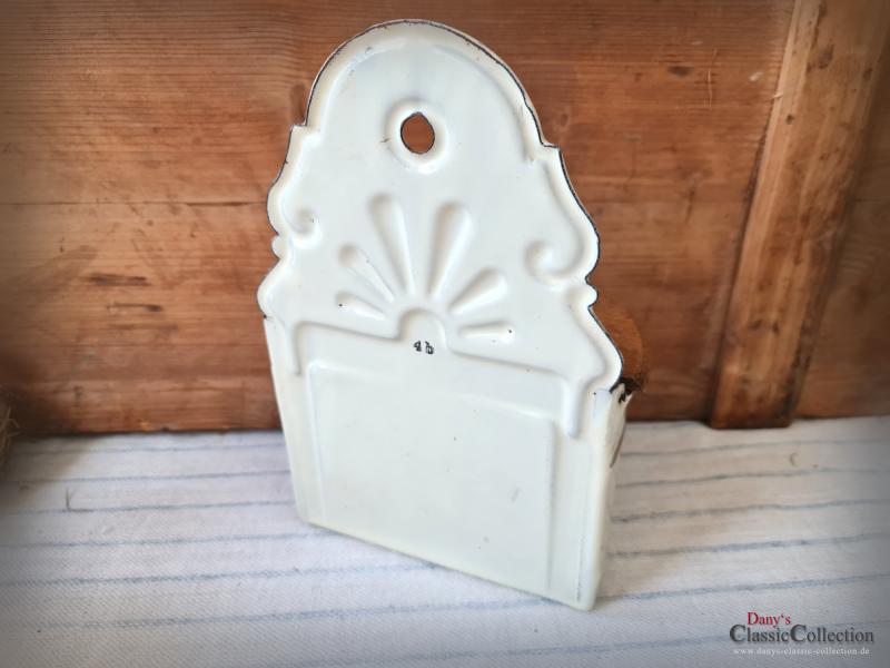 VERKAUFT ! Emaille Wandbehälter ~ Salz & Mehl ~ Vorratsbehälter ~ Wandmontage ~ Vorratstopf ~ Deckeldose ~ rustikale Landhaus Küche ~ hw3407