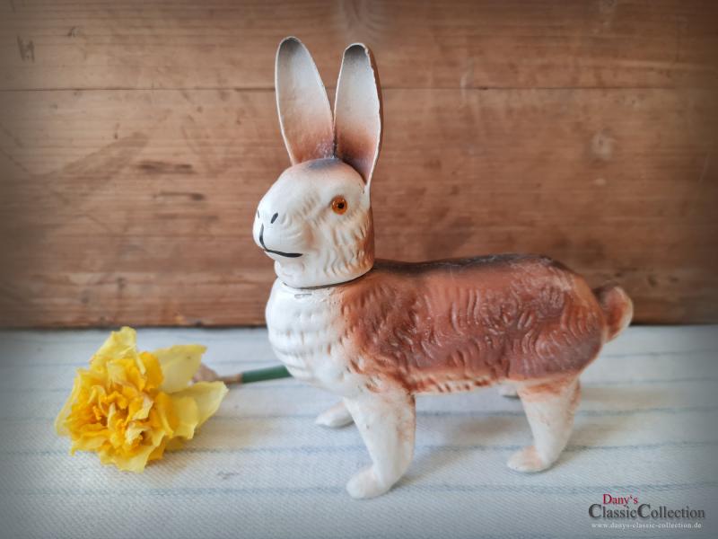 VERKAUFT ! Pappmaché Osterhasen Candy Container ~ Osterdekoration ~ Vintage Sammlerstück ~ Made in Germany ~ hy5441