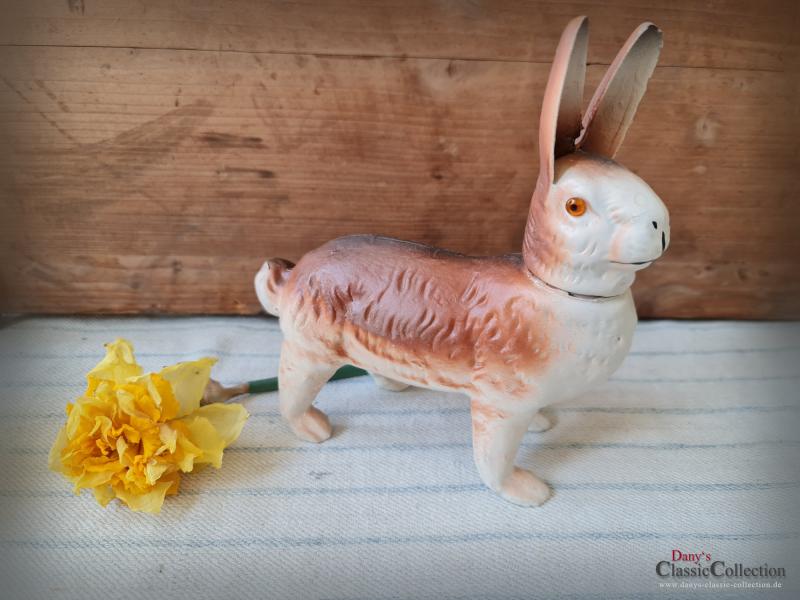 VERKAUFT ! Pappmaché Osterhasen Candy Container ~ Osterdekoration ~ Vintage Sammlerstück ~ Made in Germany ~ hy5441