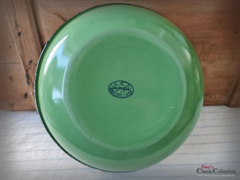 VERKAUFT - Emaille Schüssel Ø 33,5 cm ~ rosa Rand ~ Blumendekor ~ Bauernhaus ~ Vintage Gartendeko ~ Pflanztopf ~ Miniteich ~ Salatschüssel ~ hw3393