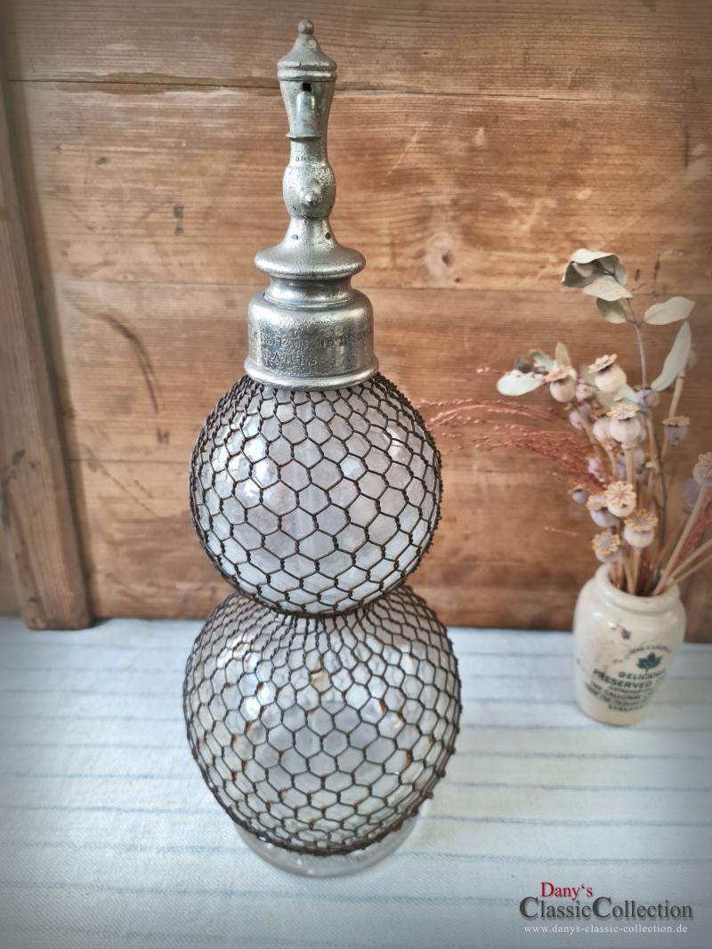 VERKAUFT ! Antiker Doppelbauch-Siphon ~ Frankreich ~ 1890 / 1900 ~ Vintage Homedekor ~ sf22hhddb