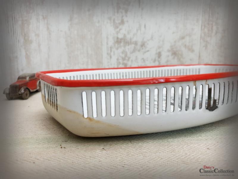 Emaille Brotschale ~ weiße Emaille Schale ~ Alpine Landschaft ~ Vintage Deko ~ Bauernhaus Dekoration ~ D.R.G.M ~ hy5762