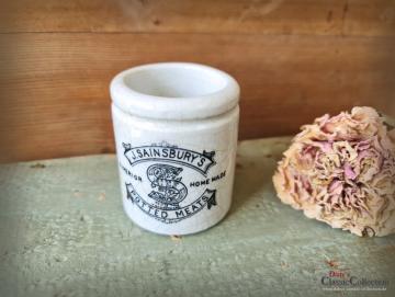 VERKAUFT ! Sainsburys Potted Meats ~ ORIGINAL antike Keramik ~ Aufbewahrung ~ Pottery ~ Steingut ~ Werbung ~ Dundee ~ Vintage Küche ~ hw3471