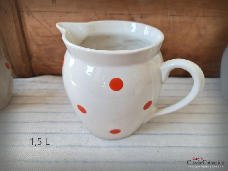5 Polka Dot Krüge ~ Kännchen 0,25 - 1,5 L ~ Keramik ~ Porzellan ~ Vintage ~ Landhausküche ~ pk22tdpdk