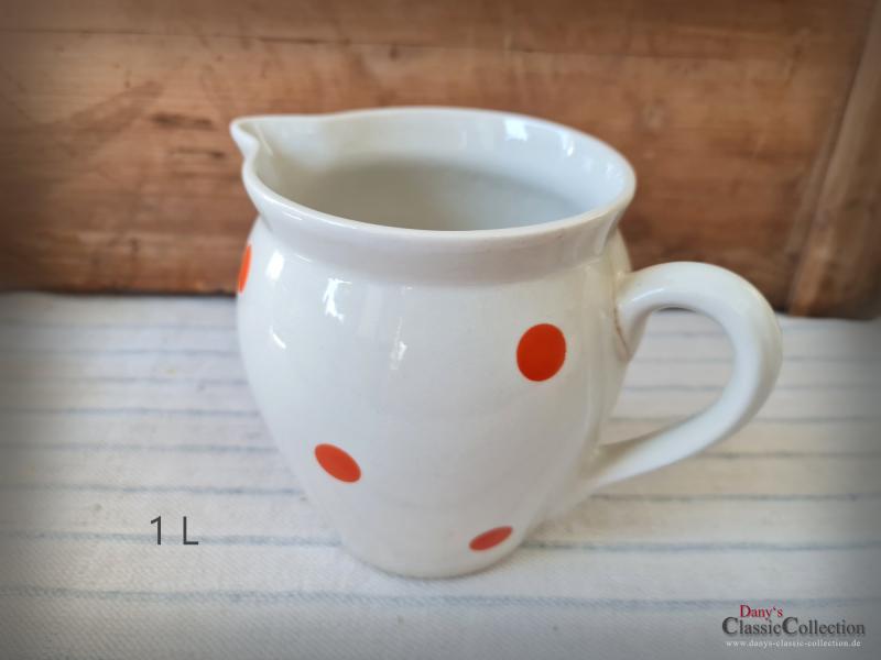 5 Polka Dot Krüge ~ Kännchen 0,25 - 1,5 L ~ Keramik ~ Porzellan ~ Vintage ~ Landhausküche ~ pk22tdpdk