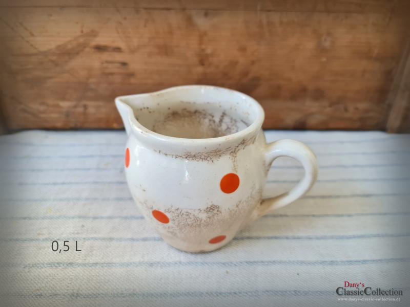 5 Polka Dot Krüge ~ Kännchen 0,25 - 1,5 L ~ Keramik ~ Porzellan ~ Vintage ~ Landhausküche ~ pk22tdpdk