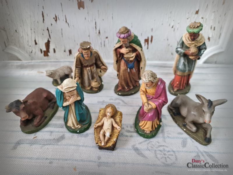 VERKAUFT ! Krippenfiguren SET ~ Jesus Maria Josef Heilige 3 Könige Esel Kuh Schaf ~ wd22kfs