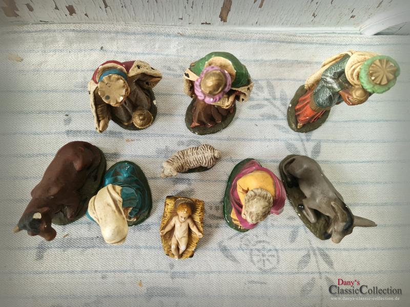 VERKAUFT ! Krippenfiguren SET ~ Jesus Maria Josef Heilige 3 Könige Esel Kuh Schaf ~ wd22kfs