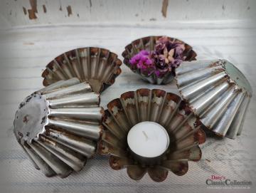 Ø 9,5 cm Muffin Brioche Backformen ~ Vintage Weißblech Backform ~ Kerzen Deko ~ Vintage Deko ~ Landhausküche ~ hw4834