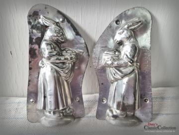 VERKAUFT ! Anton Reiche Schokoladenform 15 cm ~ 1925 ~ Häsin mit Eierkorb ~ Metall Gießform ~ Ostern ~ Sammlerstück