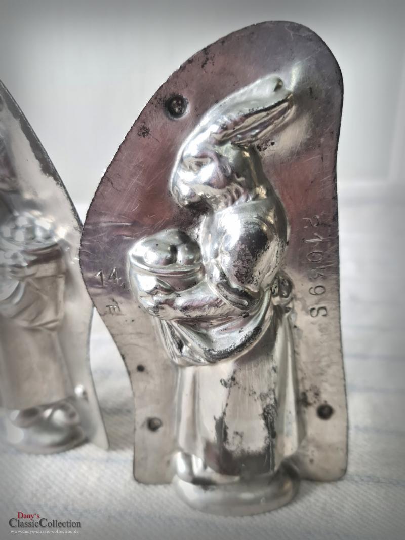 VERKAUFT ! Anton Reiche Schokoladenform 15 cm ~ 1925 ~ Häsin mit Eierkorb ~ Metall Gießform ~ Ostern ~ Sammlerstück