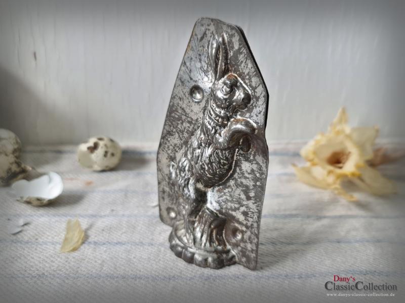 VERKAUFT ! Alte 12 cm H.Walter Hasen Schokoladenform ~ aufrechter Osterhase ~ Vintage Osterdeko ~ Sammlerstück ~ Frohe Ostern