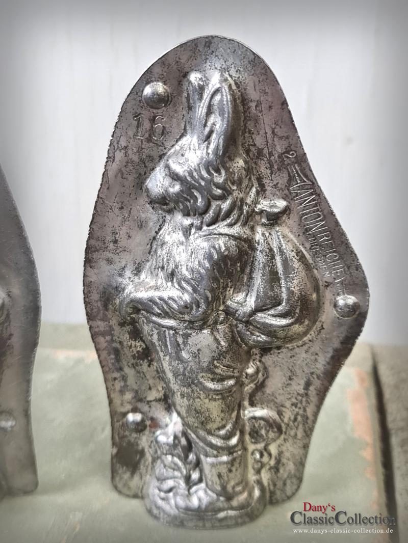RARITÄT ! Anton Reiche Hase ~ Schokoladenform 11,8 cm ~ 1925 ~ Wanderhase ~ Metall Form ~ Gießform ~ Ostern ~ Sammlerstück