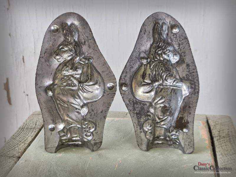 RARITÄT ! Anton Reiche Hase ~ Schokoladenform 11,8 cm ~ 1925 ~ Wanderhase ~ Metall Form ~ Gießform ~ Ostern ~ Sammlerstück