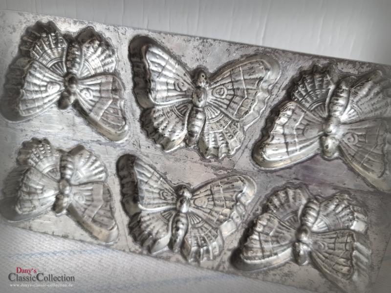 VERKAUFT ! Anton Reiche Platte ~ Schokoladenform ~ 6 Schmetterlinge ~ 1926 ~Metall Form ~ Gießform ~ Sammlerstück