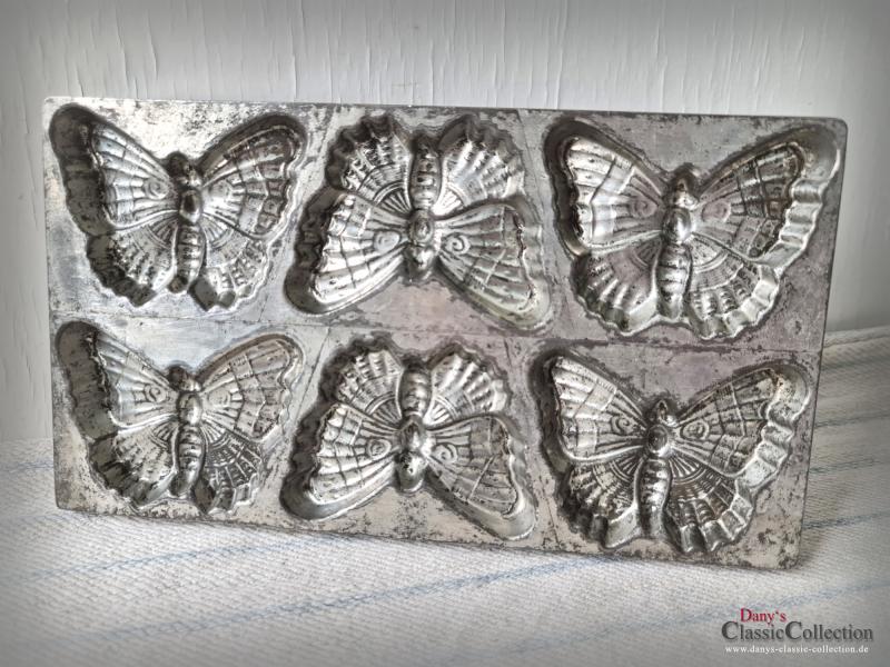 VERKAUFT ! Anton Reiche Platte ~ Schokoladenform ~ 6 Schmetterlinge ~ 1926 ~Metall Form ~ Gießform ~ Sammlerstück